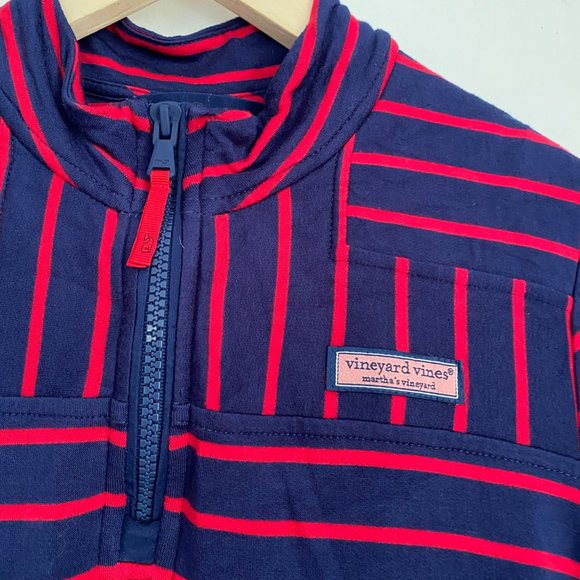 Vineyard Vines' Break Stripe Relaxed Shep Shirt Red Blue Size L 14 - Picture 3 of 8